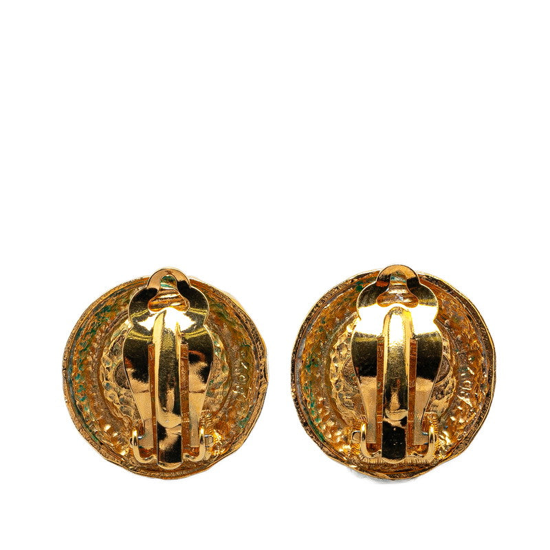 Chanel Gold Plated Round Faux Pearl Clip Earrings Jewelry