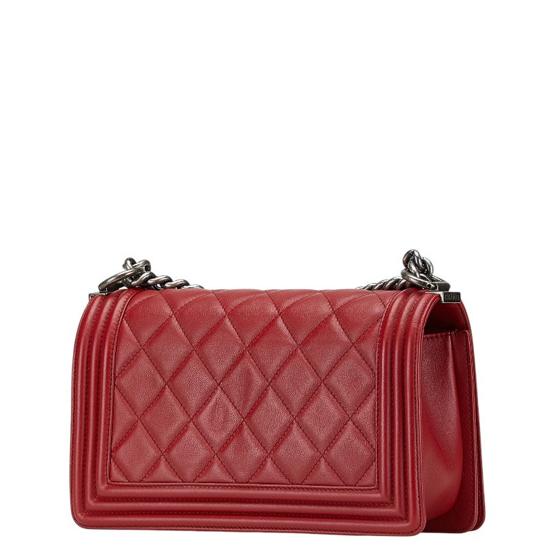 Boy Lambskin Shoulder Bag Chain Red