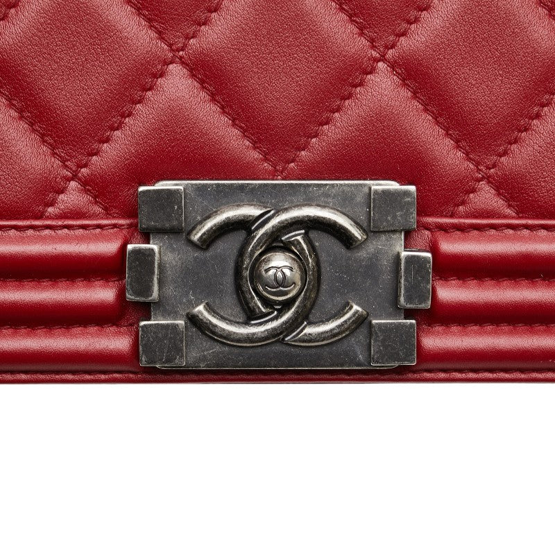Boy Lambskin Shoulder Bag Chain Red