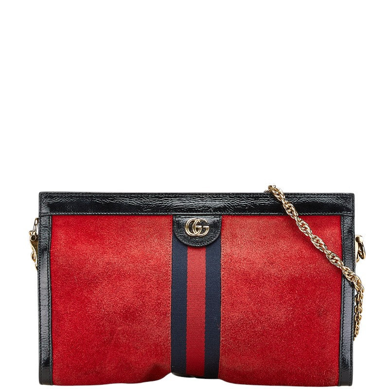 Gucci Ophidia Shoulder Bag Leather Suede Red 503876