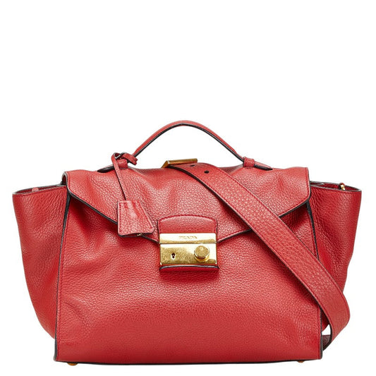 Prada 2Way Bag Leather Travel Bag 8