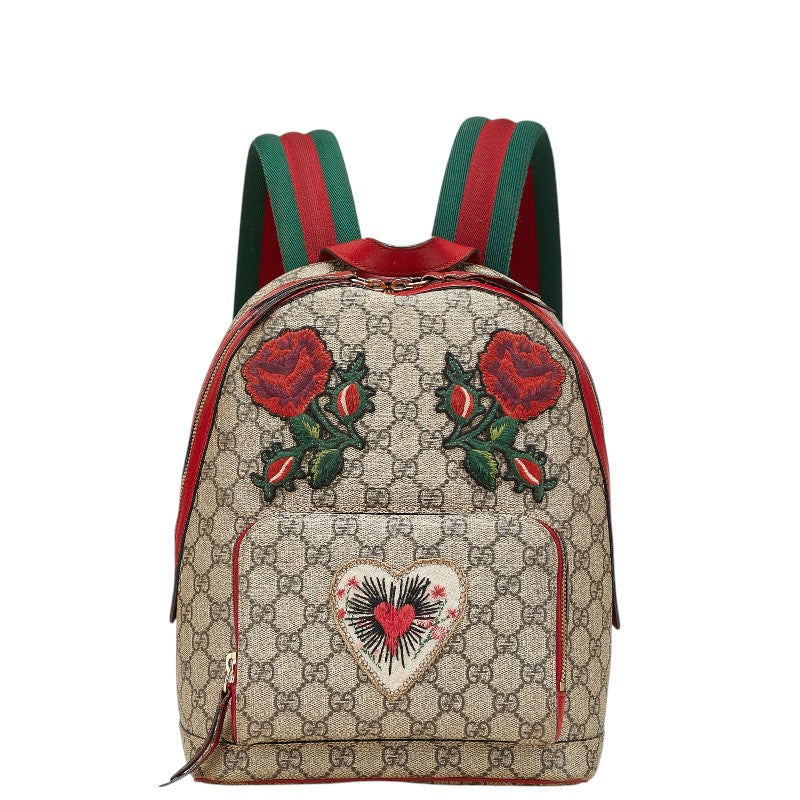 Gucci Supreme Flower Heart Pvc Backpack Leather