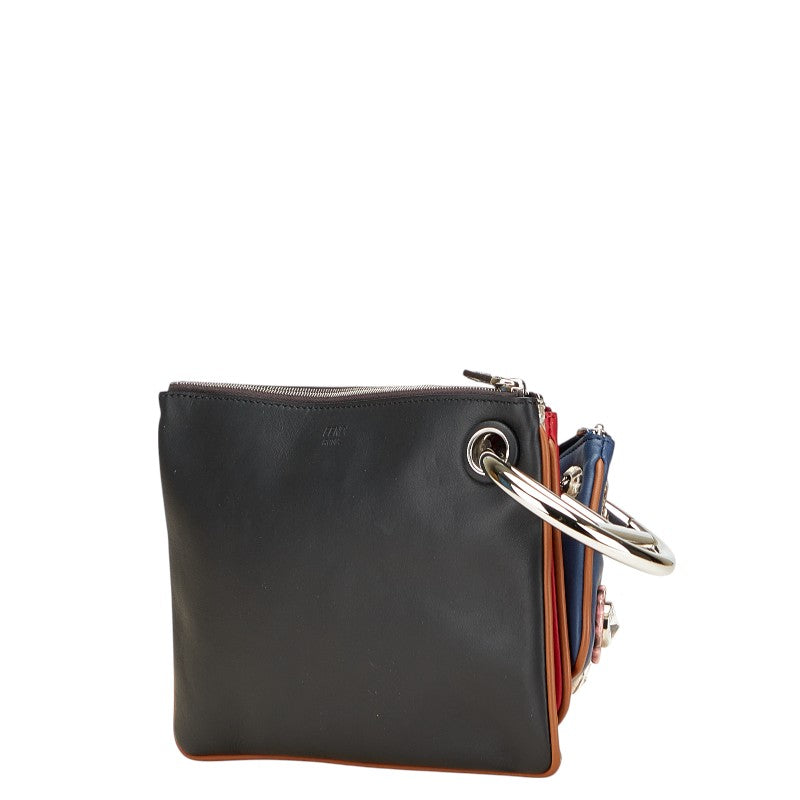 Fendi Triplette 2Way Clutch Bag Leather Python