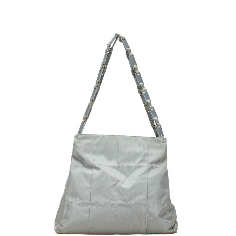 Prada Triangle Plate Tote Bag Leather Nylon Logo