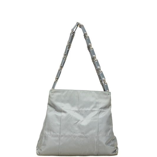 Prada Triangle Plate Tote Bag Leather Nylon Logo