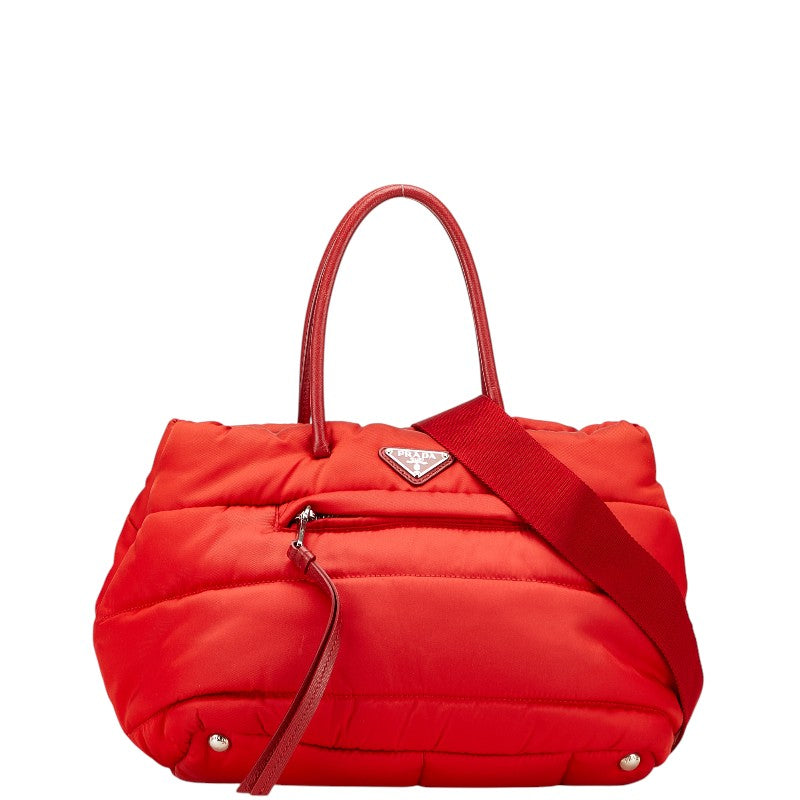 Prada Triangle Plate 2Way Bag Leather Nylon Logo Travel Bag Leather 2Way Bag