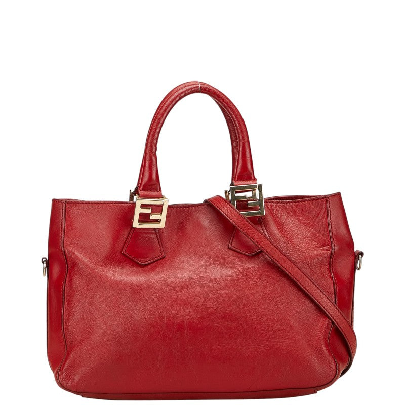 Fendi 2Way Bag Leather Logo Travel Bag
