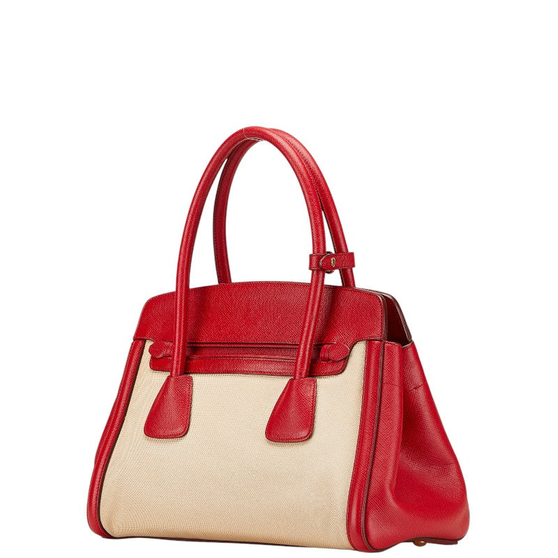 Prada 2Way Bag Leather Canvas Saffiano Travel Bag