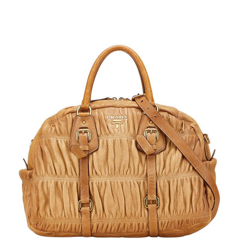 Prada 2Way Handbag Leather Travel Bag