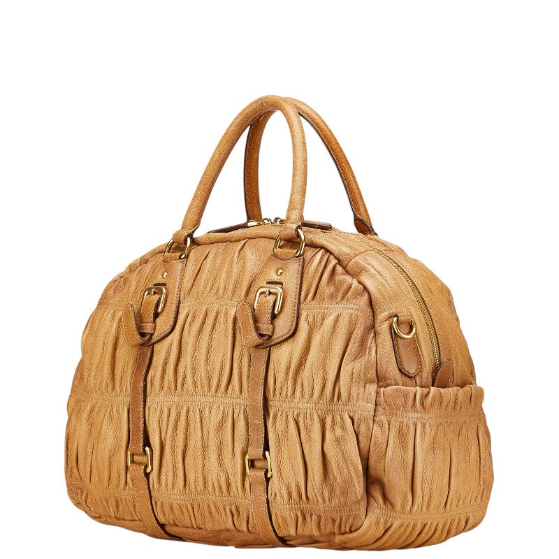 Prada 2Way Handbag Leather Travel Bag
