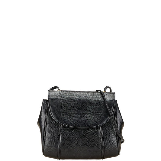 YSL Saint Laurent Lizard Shoulder Bag Leather Embossed