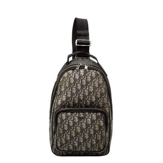 Dior Oblique Trotter Shoulder Bag Leather Canvas