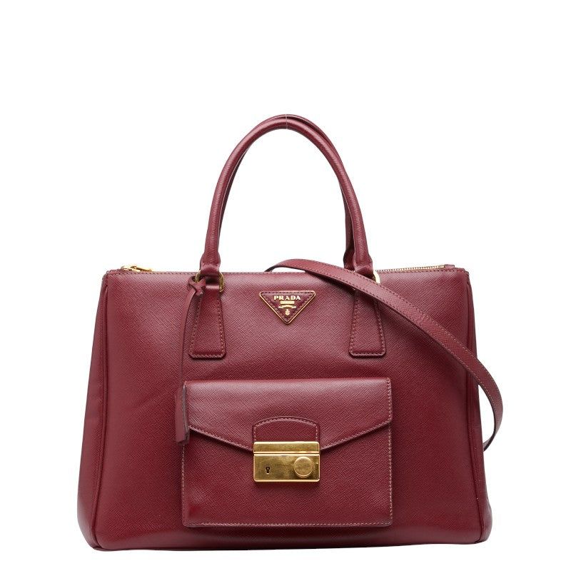 Prada 2Way Bag Leather Saffiano Travel Bag