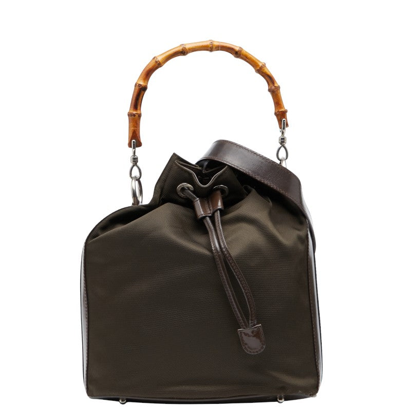 Gucci Bamboo Patent 2Way Bag Leather Nylon Travel Bag