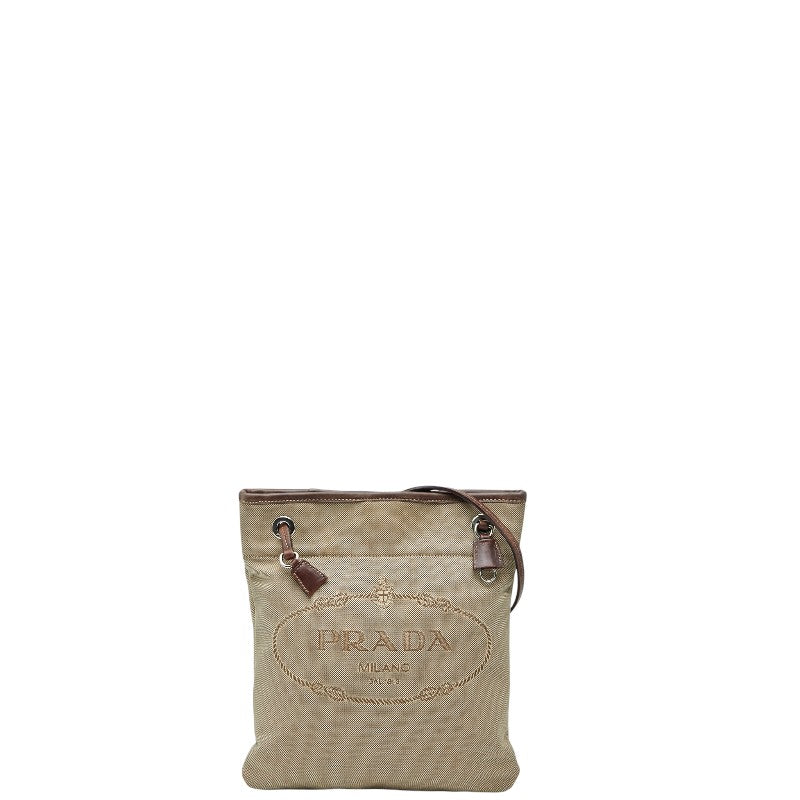 Prada Jacquard Shoulder Bag Leather Canvas Logo Shoulder Bag 6
