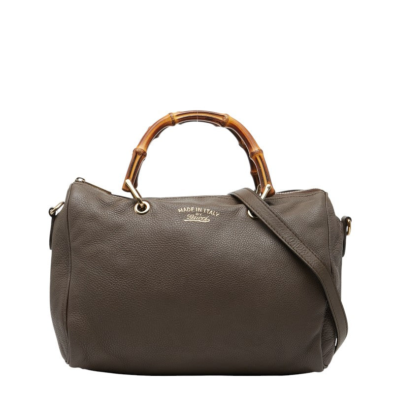 Gucci Bamboo 2Way Bag Leather Travel Bag Bag 9