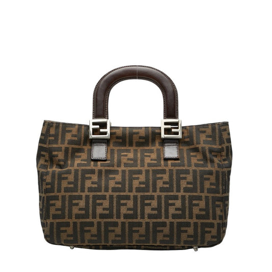 Fendi Zucca Handbag Leather Canvas Travel Bag Leather Handbag 9