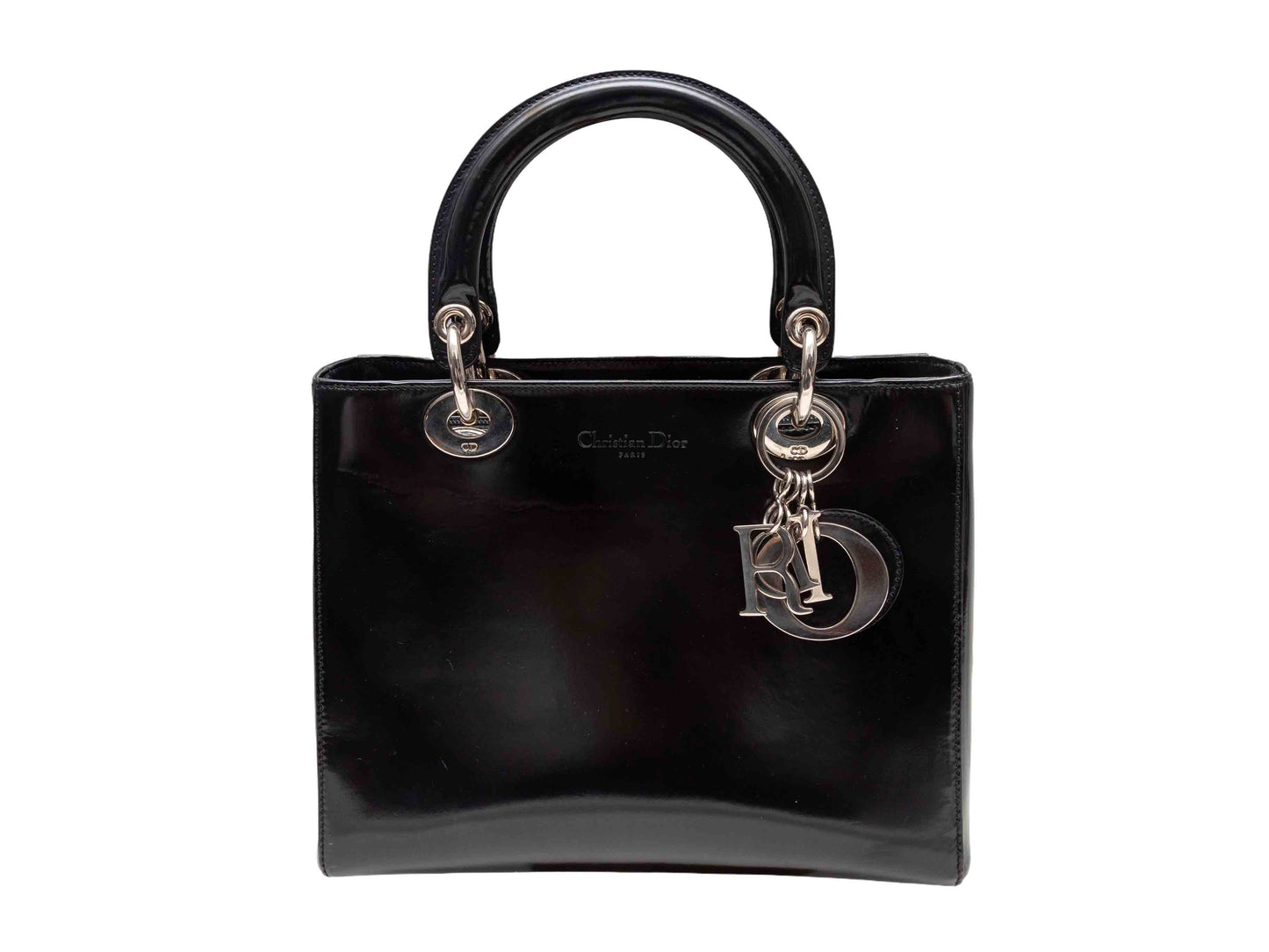 Dior Handbag Christian Lady Bag Patent Black Medium