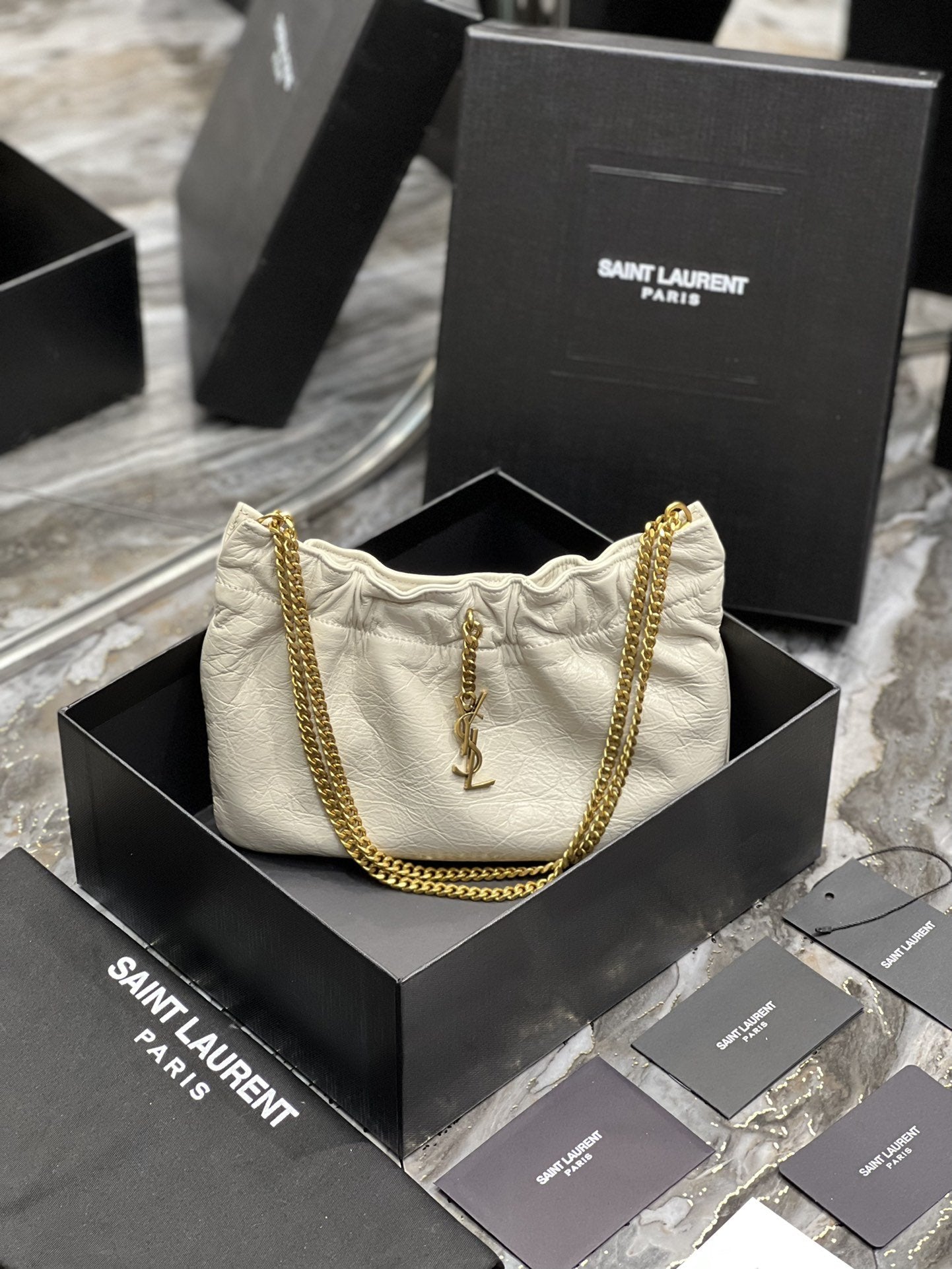 YSL Saint Laurent YSL Top Quality Hobo Bag With Bronze White Mini Shoulder Bag