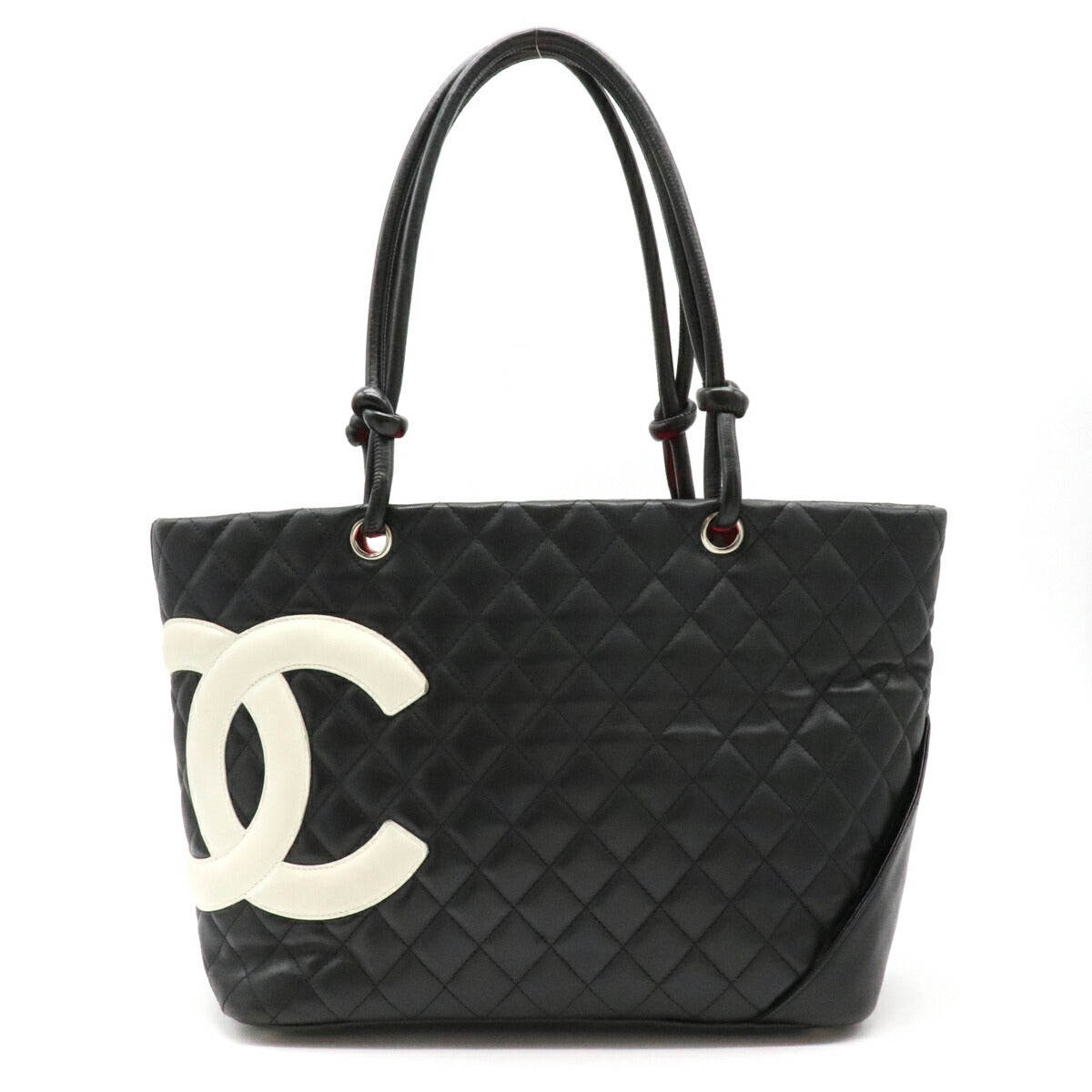 Chanel Cambon Line CocoMark Tote Shoulde Bag Soft Black White Shoulder Bag