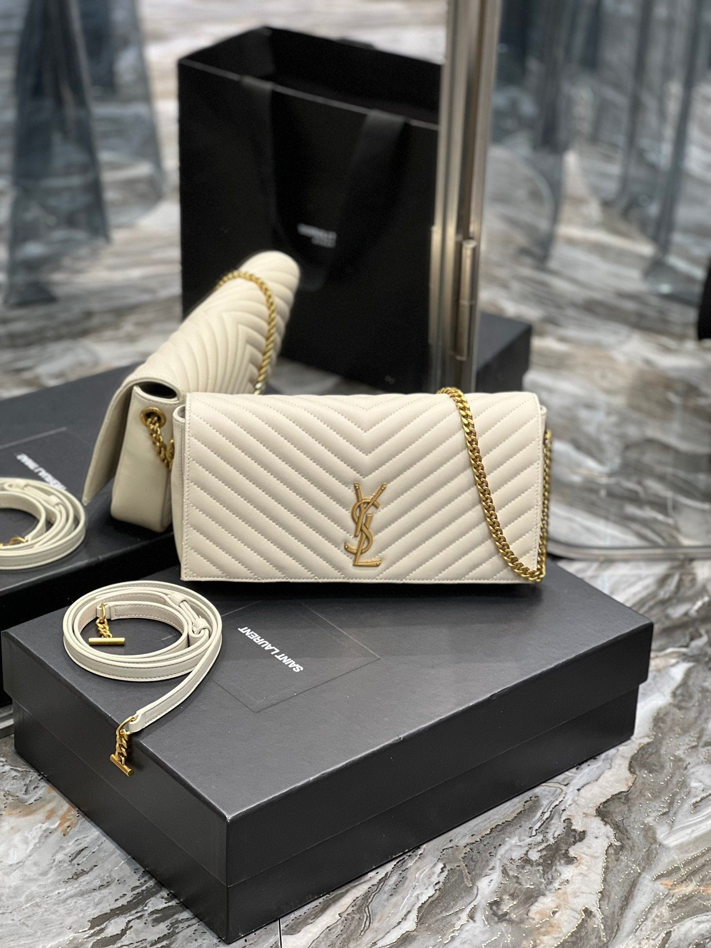 YSL Saint Laurent Ysl Saint Laurent Kata 99 Chain Bag White Travel Bag