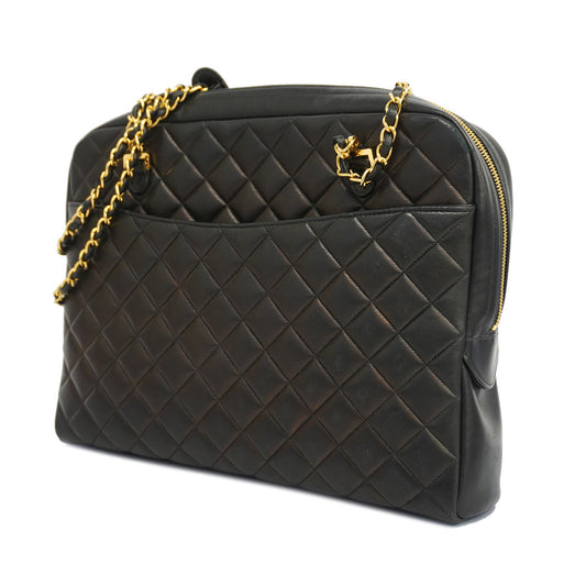 Chanel Shoulder Bag Lambskin Matelasse Black Black 15