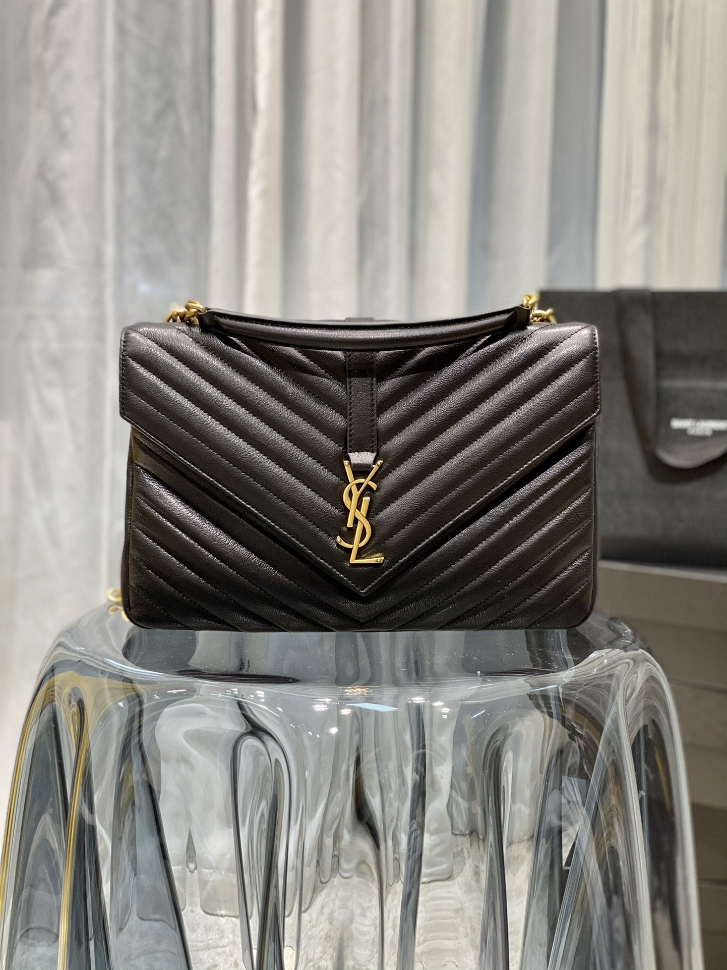 YSL Saint Laurent YSL Top Quality College Chain Bag With Black Gold Travel Bag