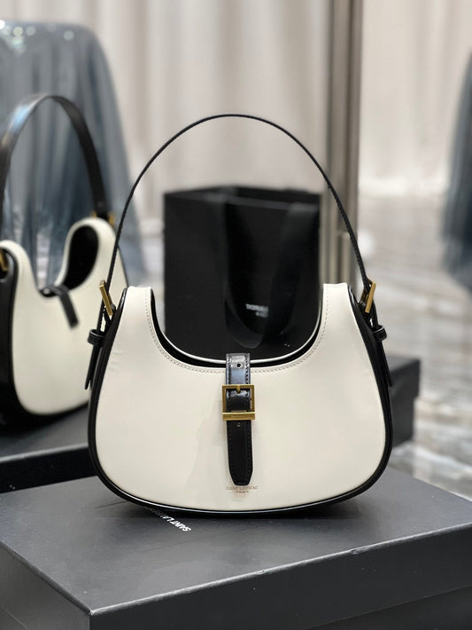 YSL Saint Laurent Le Fermoir Hardware 9in 24cm White Gold Shoulder Bag