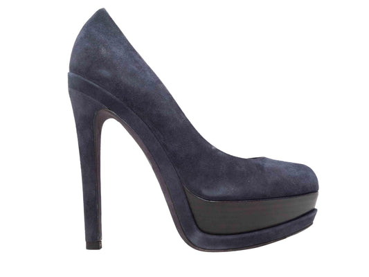 Dior Shoe Christian Platform Pumps Suede Navy Shoes