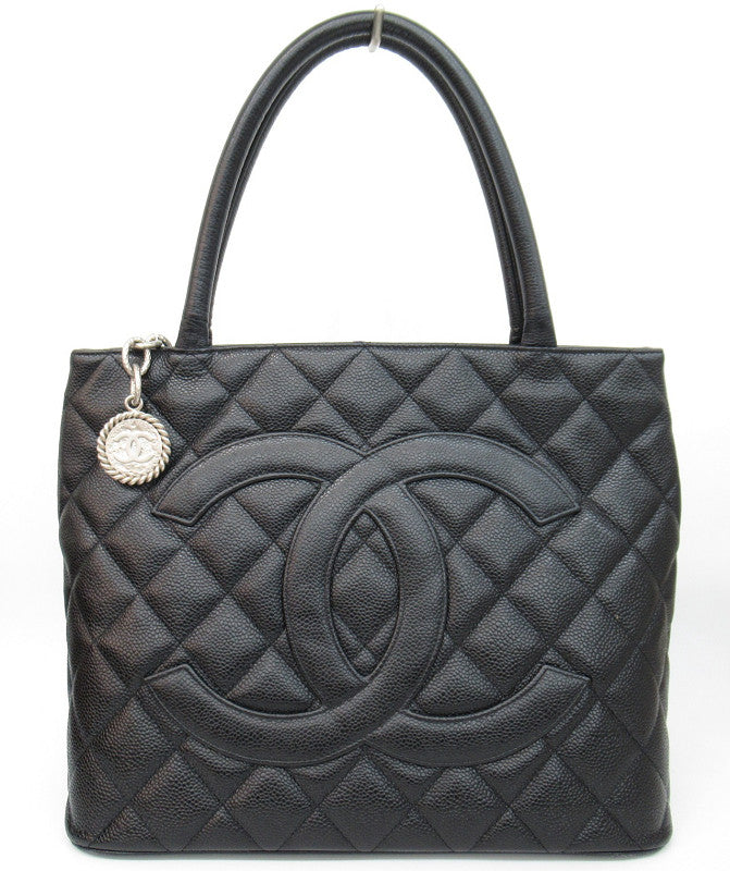 Chanel Reissue Tote Metal Fittings Caviar Skin Black Silver Tote Bag
