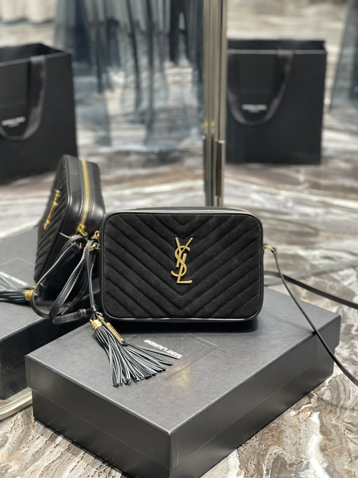 YSL Saint Laurent YSL Top Quality Lou Camera Bag With Black Gold Crossbody Bag