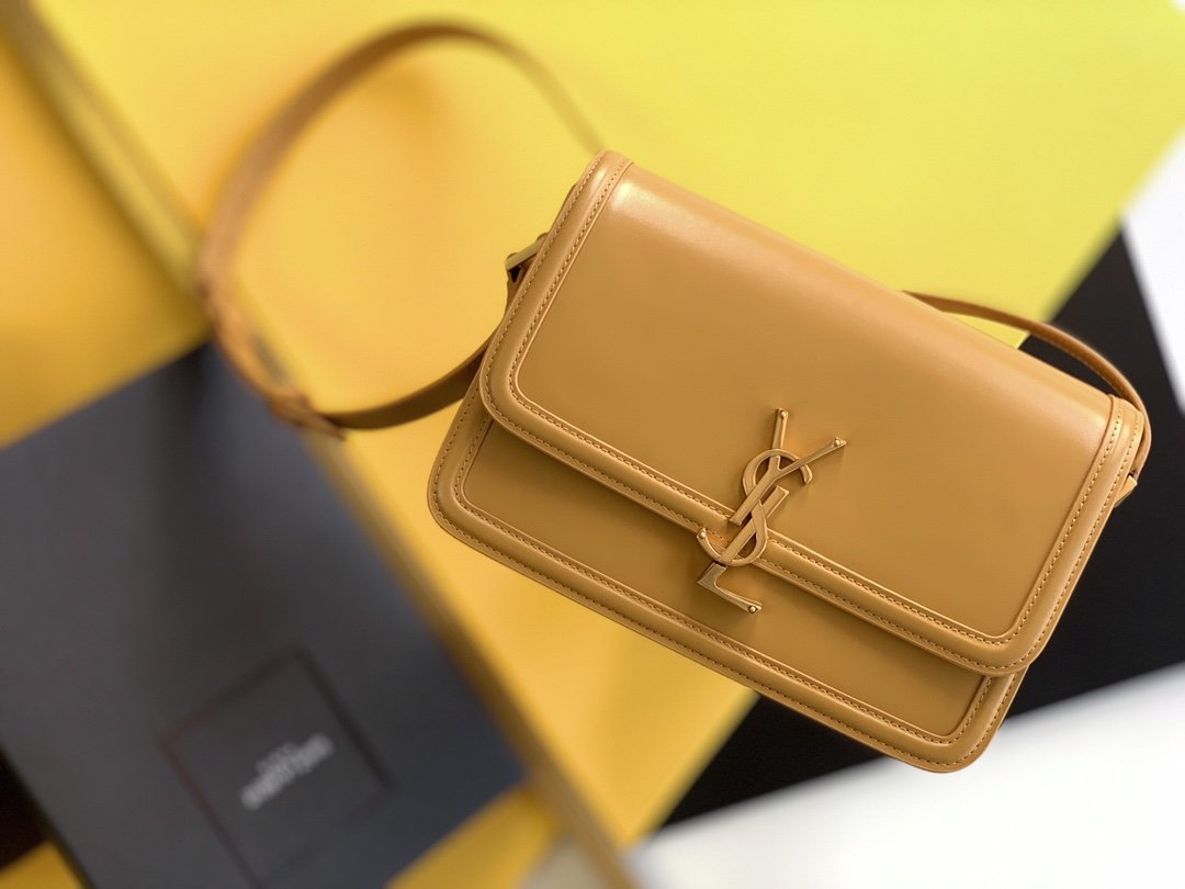 YSL Saint Laurent Solferino Box 9in 23cm Brown Medium Satchel Bag