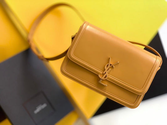 YSL Saint Laurent Solferino Box 9in 23cm Brown Medium Satchel Bag