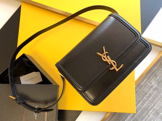 YSL Saint Laurent Solferino Box Hardware 9in 23cm Black Gold Medium Satchel Bag