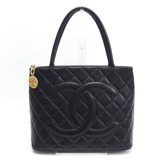 Chanel Cocomark Reprinted Tote Lambskin Matelasse Black Tote Bag