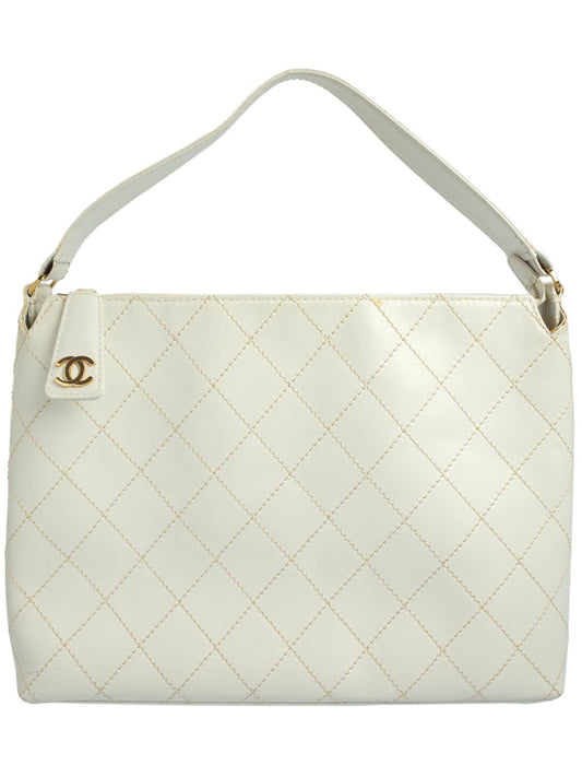 Chanel Wild Stitch Semi-Shoulder Bag Leather White