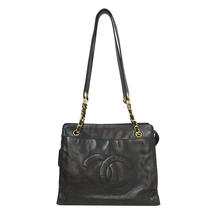 Chanel Here Mark Tote Bag Dark Brown Chain