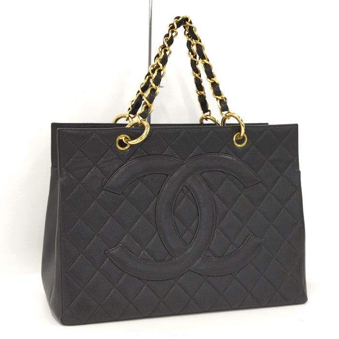 Chanel Gst Tote Bag Caviar Skin Matelasse Black