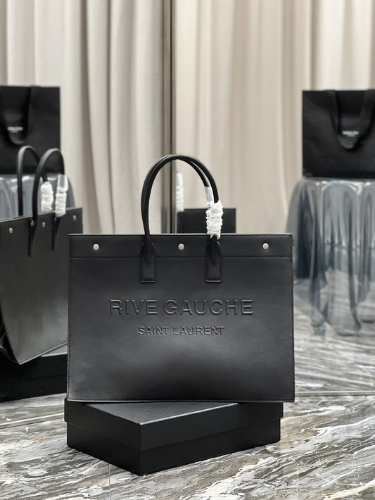YSL Saint Laurent Rive Gauche 18.9in 48cm Black Tote Bag