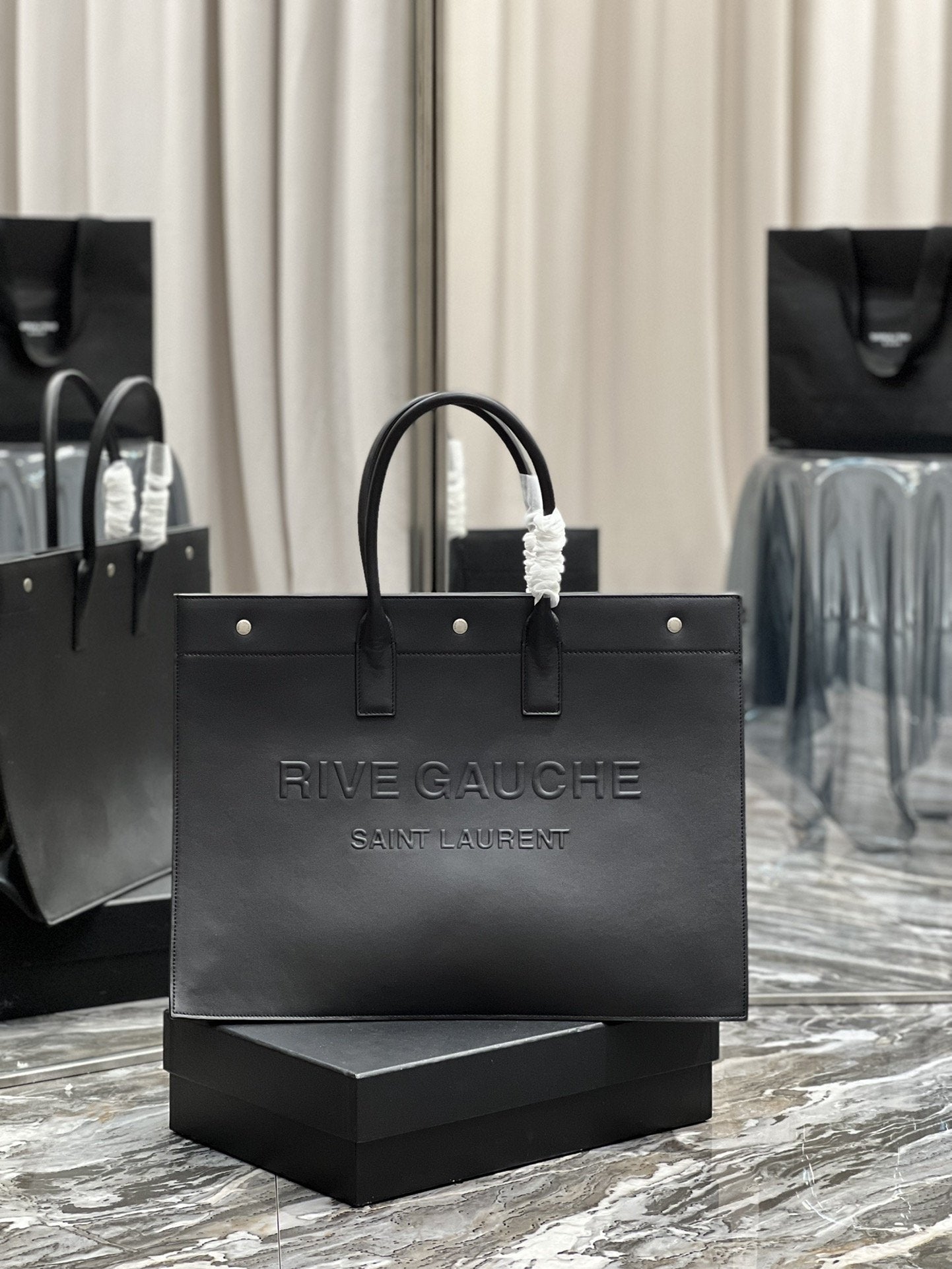 YSL Rive Gauche 18. Black Tote Bag
