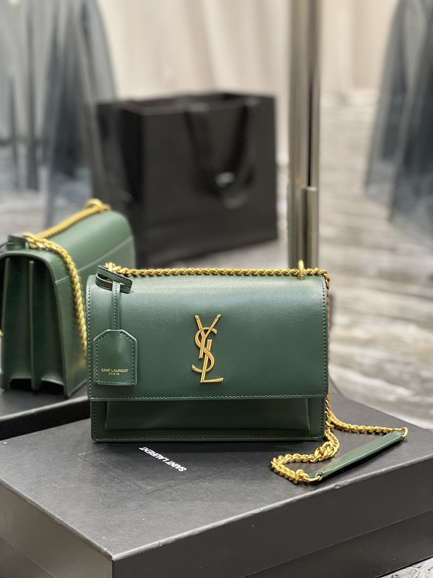 YSL Saint Laurent Sunset Handbag Chain Travel Bag For Women 86In22Cm