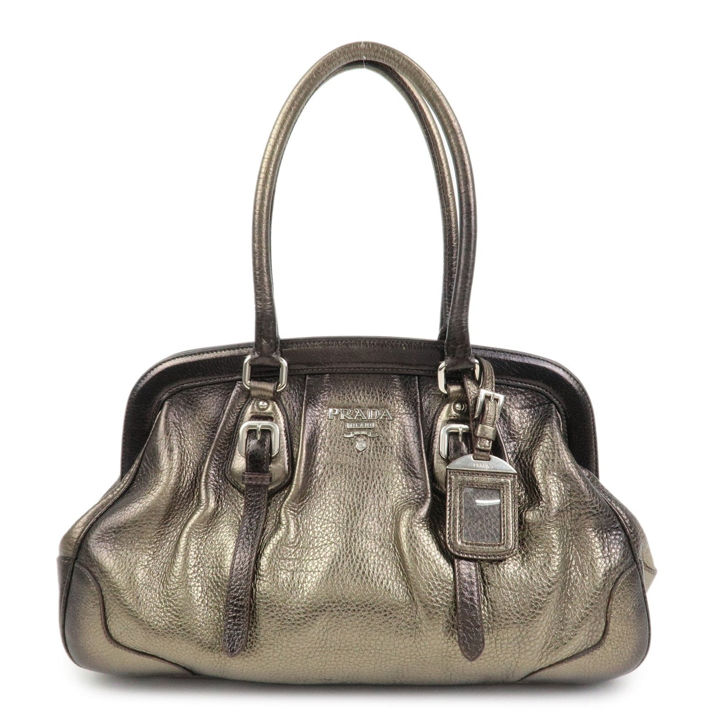 Shoulder Bag Boston Bag Metallic Leather Gold Logo