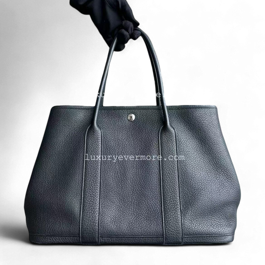 Hermes Garden Party Negonda Noir Hardware Handbag Black Silver Travel Bag