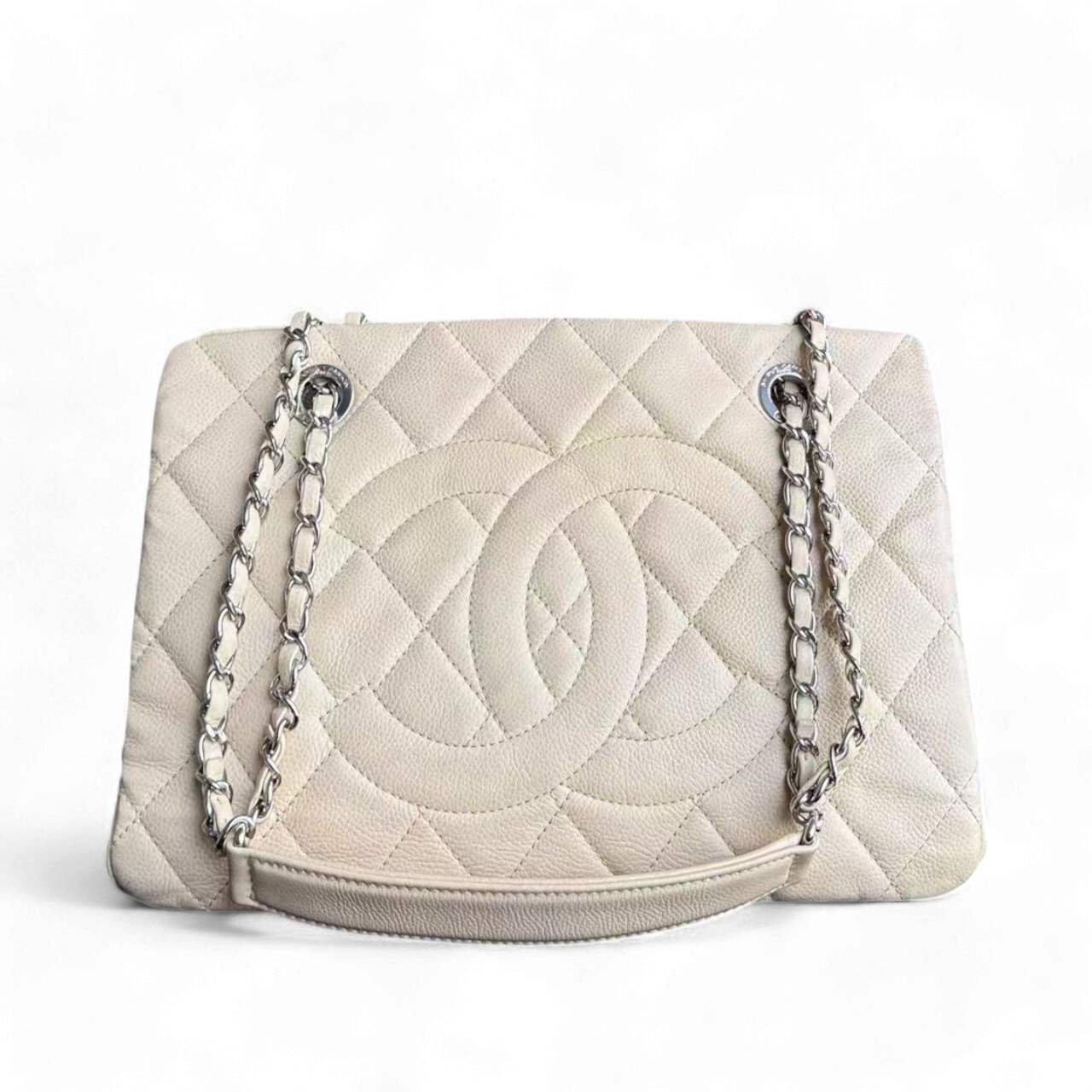 Chanel Petite Timeless Tote - Caviar Seasonal Hardware Quilted Beige Shoulder Bag