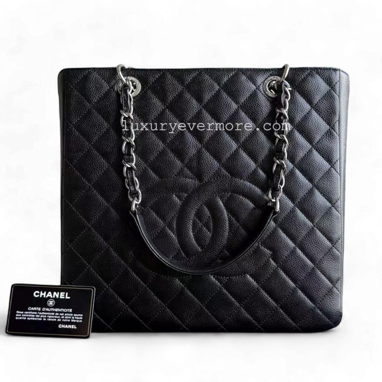 Chanel *Rare XL Size* PST Petite Shopping Tote Quilted Black Tote Bag