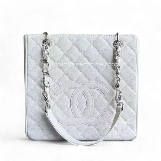 Chanel PST Petite Shopping Tote - Caviar Tote Quilted White Tote Bag