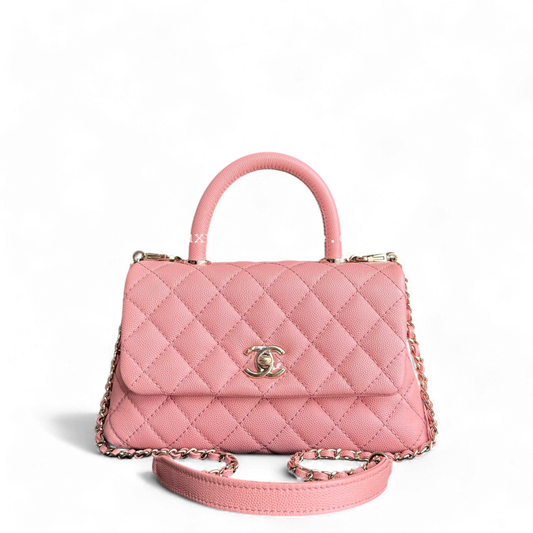 Chanel Coco Handle Small - Caviar Quilted Sakura Pink Gold Hardware Series 27