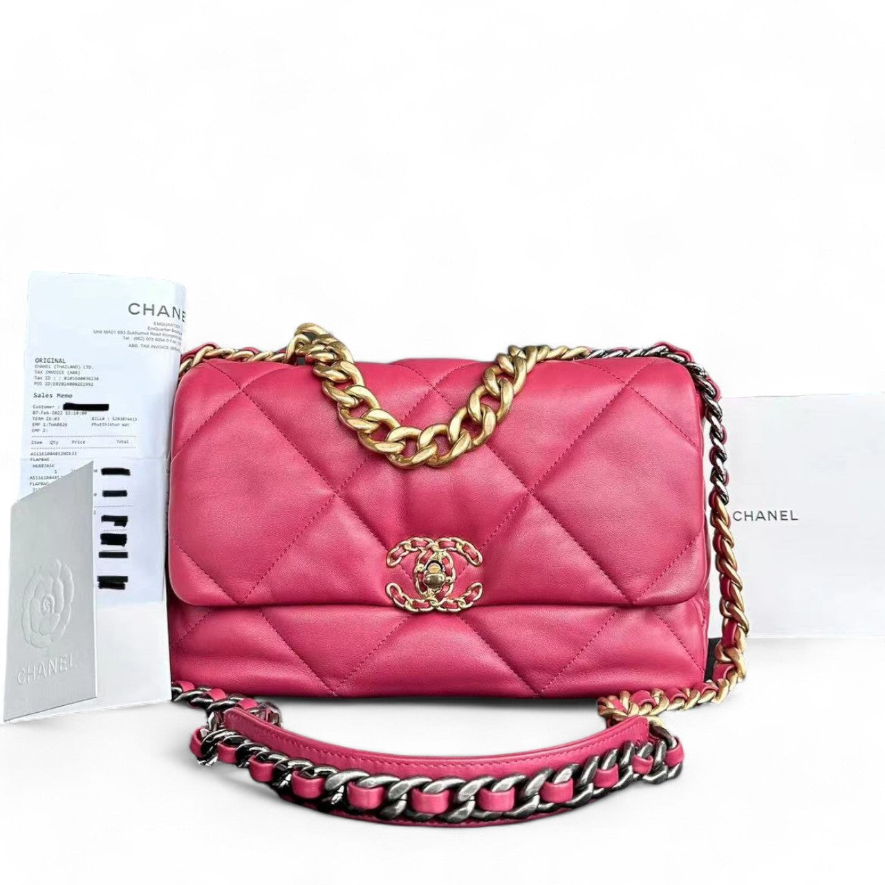 Chanel 19 Bag - Goatskin Hot Two Tone Pink Gold Handbag