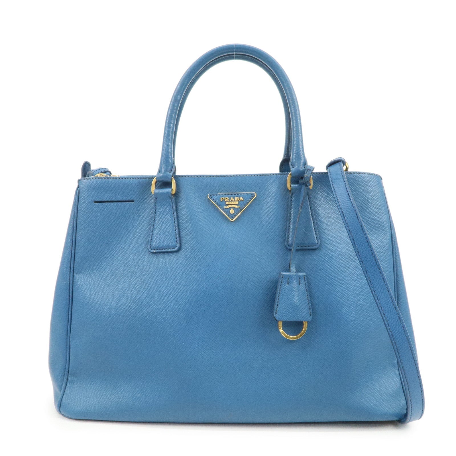 Galleria 2Way Bag Hand Bag Leather Saffiano Blue Handbag