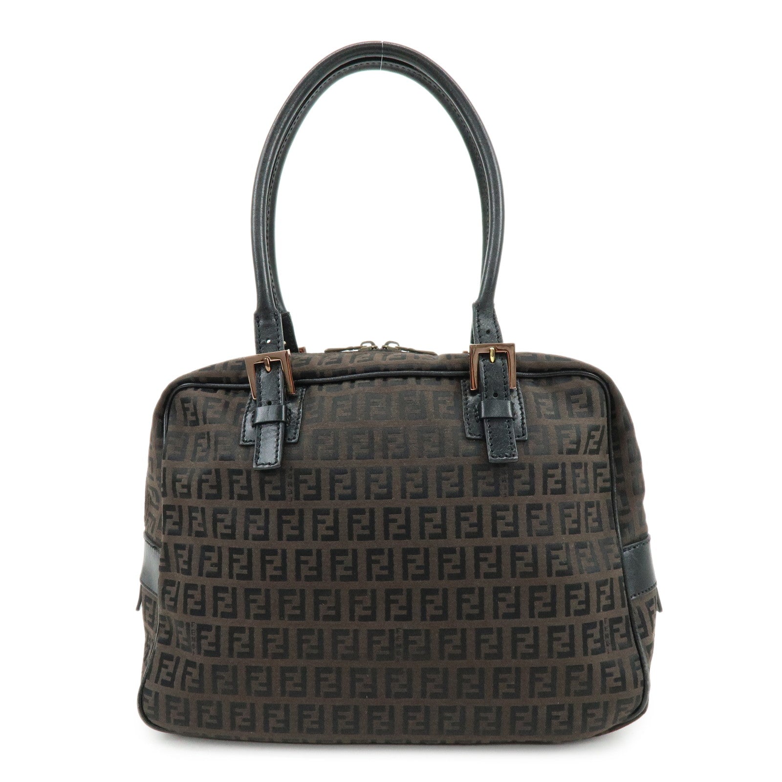 Zucchino Hand Bag Boston Bag Leather Canvas Brown Handbag